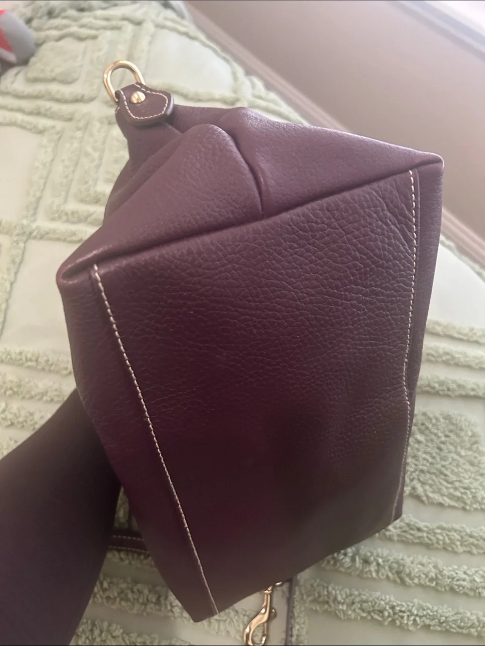 Dooney & Bourne Leather Satchel Handbag - eggplant purple